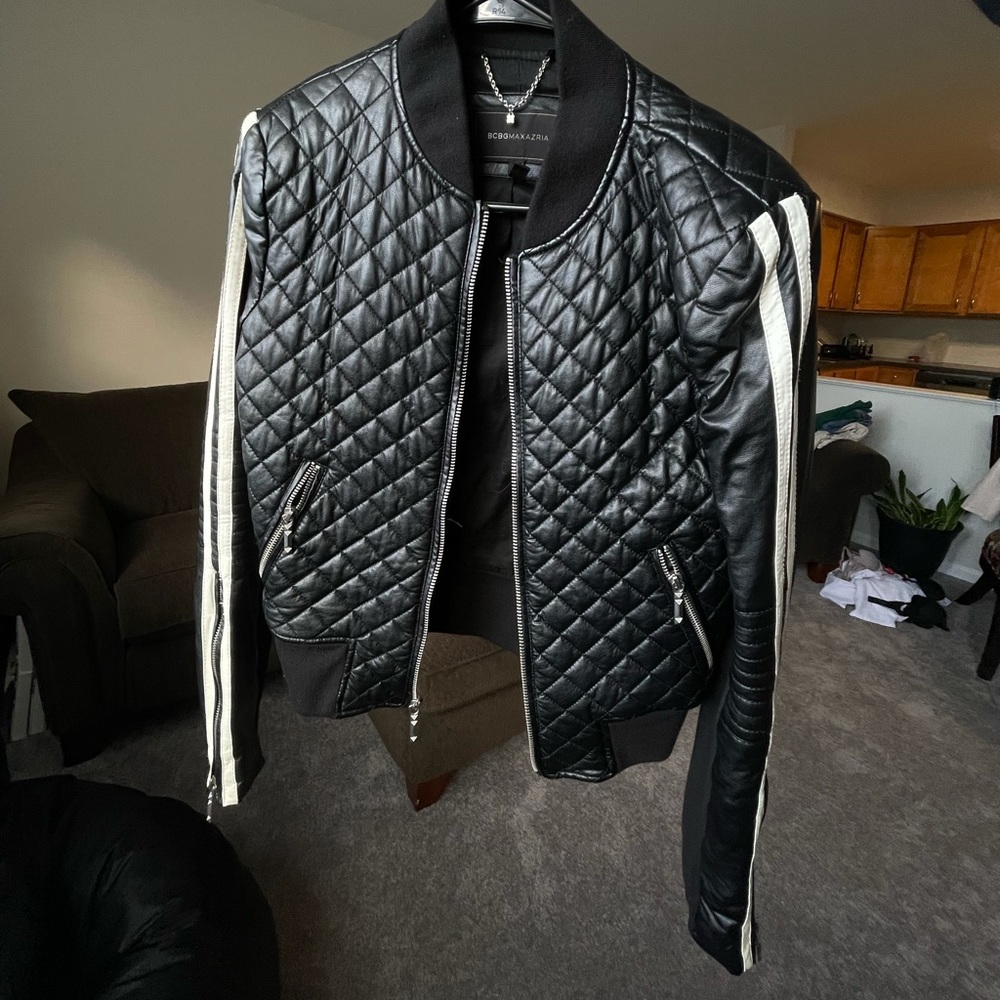 BCBG Leather Moto Jacket